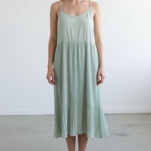 Oak + Fort Pleated Midi Dress Mint Green Wedding Guest Pastel size Small‎